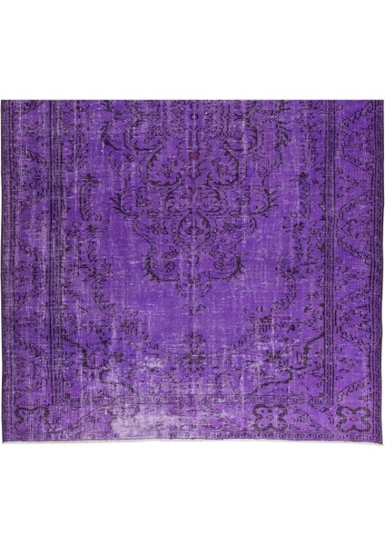 173 x 308 cm El Dokuması Yeniden Boyanmış Eski Türk Halısı, Modern Mor El Yapımı Yünlü Halı indirimleri