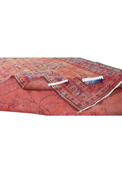 172 x 277 cm El Dokuması Yeniden Boyanmış Eski Türk Halısı, Modern Turuncu El Yapımı Yünlü Halı modelleri
