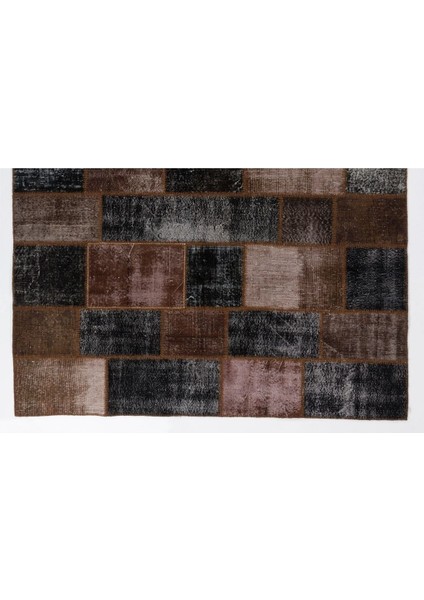 244 x 305 cm El Dokuması Patchwork Halı, Koyu Tonlarda Anadolu Halısı,, Çok Renkli Peçvörk modelleri