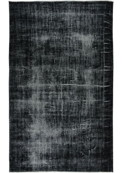 172 x 278 cm El Dokuması Yeniden Boyanmış Eski Türk Halısı, Modern Siyah El Yapımı Yünlü Halı fiyatları
