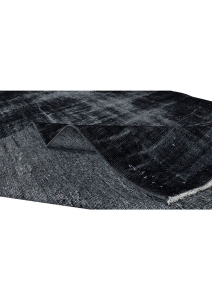 172 x 278 cm El Dokuması Yeniden Boyanmış Eski Türk Halısı, Modern Siyah El Yapımı Yünlü Halı modelleri