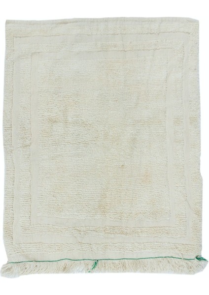 100 x 122 cm Doğal Boyasız Bej Yünden Minimalist Eski El Yapımı Anadolu Küçük Tülü Halı