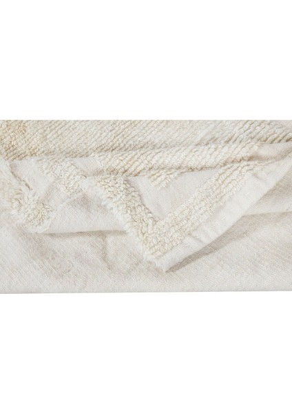 100 x 122 cm Doğal Boyasız Bej Yünden Minimalist Eski El Yapımı Anadolu Küçük Tülü Halı