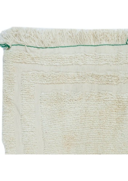 100 x 122 cm Doğal Boyasız Bej Yünden Minimalist Eski El Yapımı Anadolu Küçük Tülü Halı
