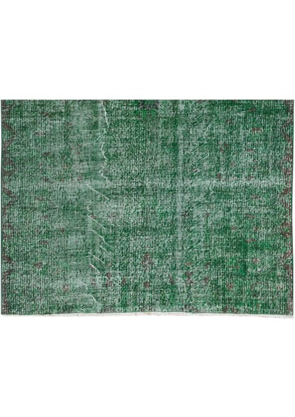 169 x 245 cm El Dokuması Yeniden Boyanmış Eski Türk Halısı, Modern Yeşil El Yapımı Yünlü Halı indirimleri