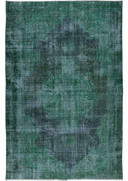 185 x 280 cm El Dokuması Yeniden Boyanmış Eski Türk Halısı, Modern Yeşil El Yapımı Yünlü Halı fiyatları