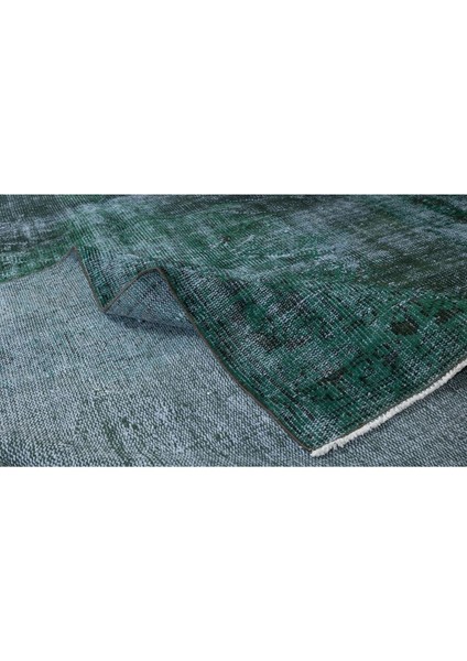 185 x 280 cm El Dokuması Yeniden Boyanmış Eski Türk Halısı, Modern Yeşil El Yapımı Yünlü Halı modelleri