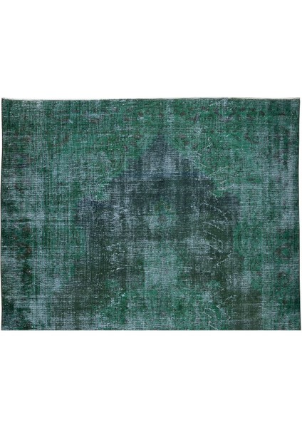 185 x 280 cm El Dokuması Yeniden Boyanmış Eski Türk Halısı, Modern Yeşil El Yapımı Yünlü Halı fırsatları