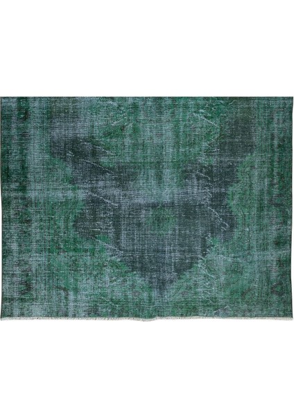185 x 280 cm El Dokuması Yeniden Boyanmış Eski Türk Halısı, Modern Yeşil El Yapımı Yünlü Halı indirimleri