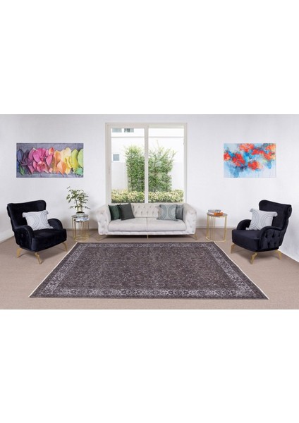 195 x 268 cm El Dokuması Yeniden Boyanmış Eski Türk Halısı, Modern Kahverengi El Yapımı Halı