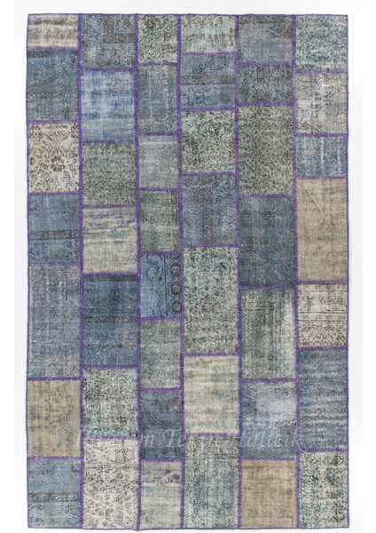 225 x 360 cm El Dokuması Koyu Tonlarda Çok Renkli Patchwork Halı