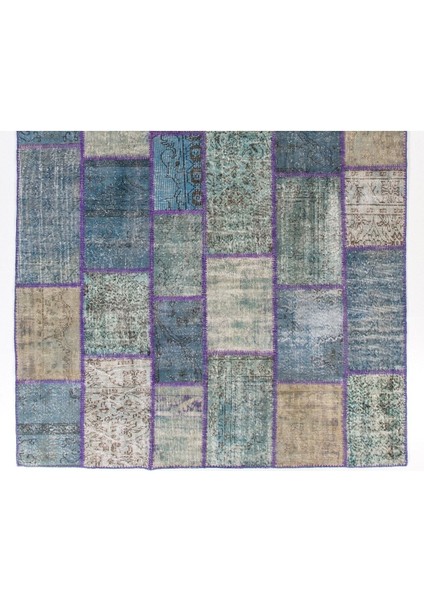 225 x 360 cm El Dokuması Koyu Tonlarda Çok Renkli Patchwork Halı modelleri