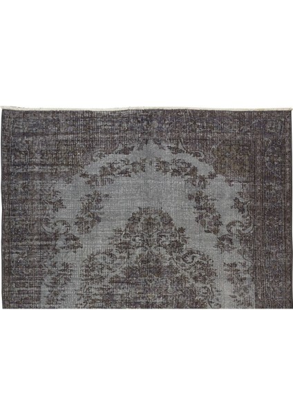 167 x 230 cm Çağdaş Gri Otantik Yünlü Halı, El Dokuması Yeniden Boyanmış Eski Türk Halısı fırsatları