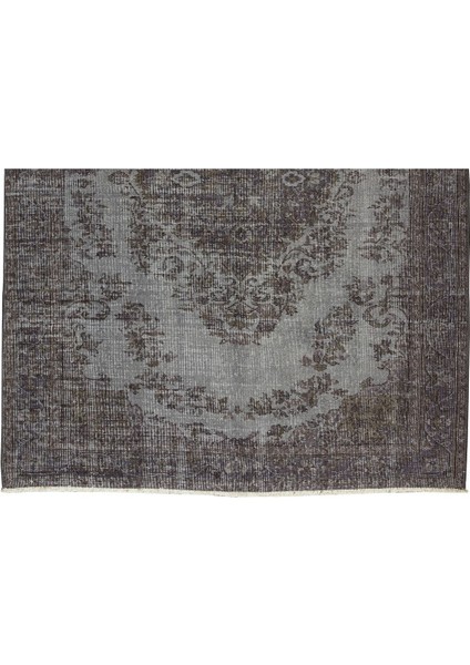 167 x 230 cm Çağdaş Gri Otantik Yünlü Halı, El Dokuması Yeniden Boyanmış Eski Türk Halısı indirimleri
