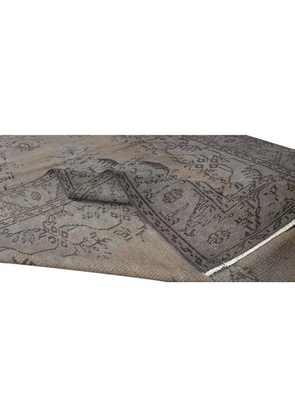 180 x 289 cm El Dokuması Yeniden Boyanmış Eski Türk Halısı, Modern Gri El Yapımı Yünlü Halı modelleri