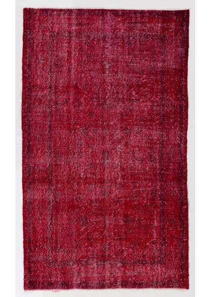 ( 121 x 206 cm ) Kırmızı Renkli El Dokuması Anadolu Halısı, Otantik ve Modern Isparta Halısı