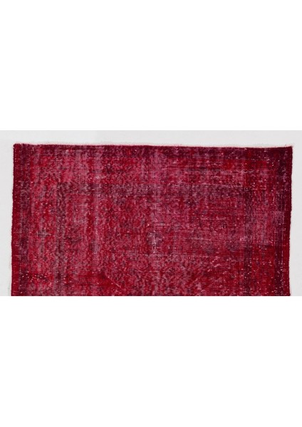 ( 121 x 206 cm ) Kırmızı Renkli El Dokuması Anadolu Halısı, Otantik ve Modern Isparta Halısı