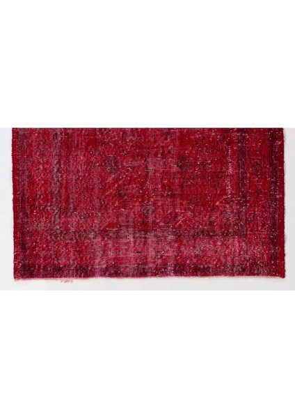 ( 121 x 206 cm ) Kırmızı Renkli El Dokuması Anadolu Halısı, Otantik ve Modern Isparta Halısı