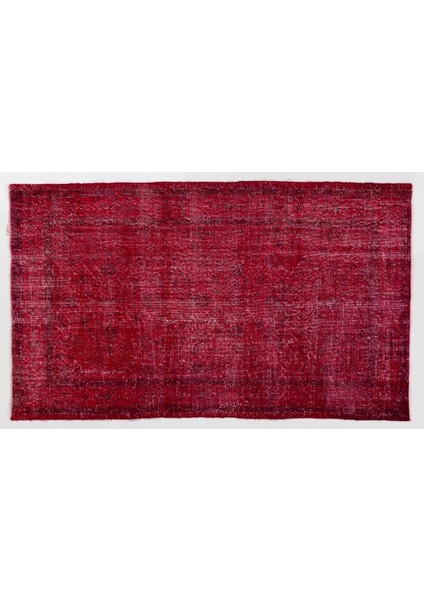 ( 121 x 206 cm ) Kırmızı Renkli El Dokuması Anadolu Halısı, Otantik ve Modern Isparta Halısı