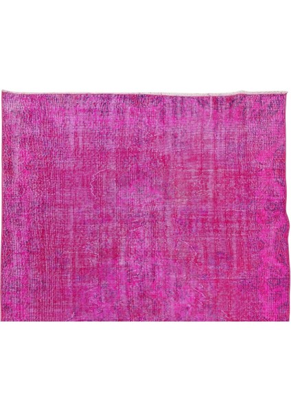 178 x 282 cm El Dokuması Yeniden Boyanmış Eski Türk Halısı, Modern Pembe El Yapımı Yünlü Halı
