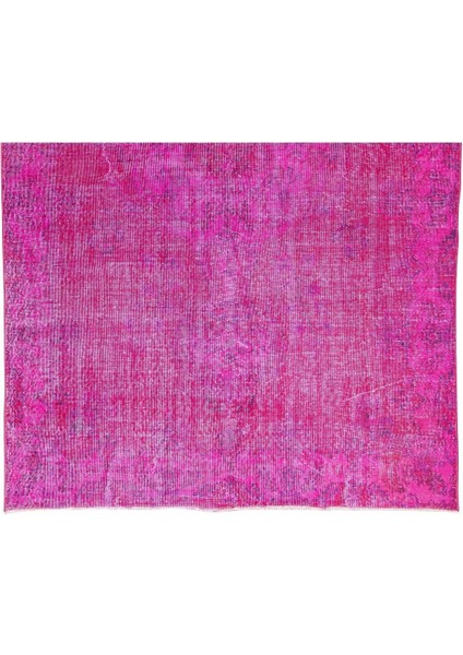 178 x 282 cm El Dokuması Yeniden Boyanmış Eski Türk Halısı, Modern Pembe El Yapımı Yünlü Halı