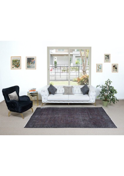 180 x 282 cm Modern El Yapımı Halı, Gri Eskitilmiş Halı, Gri Ev Dekoru