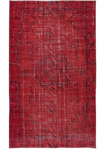 152 x 253 cm , El Düğümlü Kırmızı Halı, Dekoratif El Dokuması Yün ve Pamuktan Yapılmış Alan Halısı