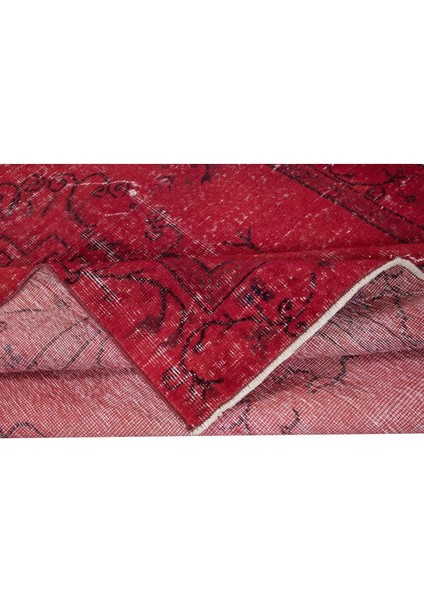 152 x 253 cm , El Düğümlü Kırmızı Halı, Dekoratif El Dokuması Yün ve Pamuktan Yapılmış Alan Halısı