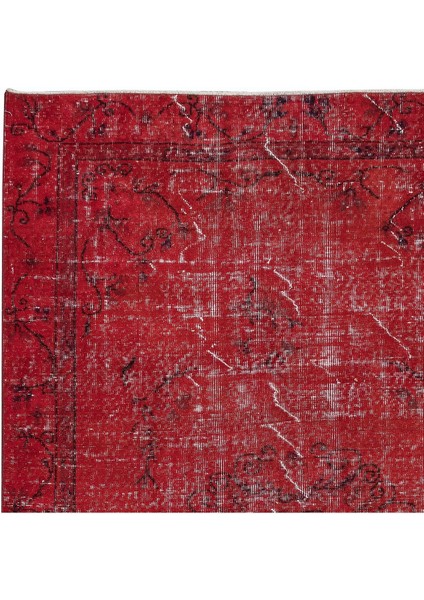152 x 253 cm , El Düğümlü Kırmızı Halı, Dekoratif El Dokuması Yün ve Pamuktan Yapılmış Alan Halısı