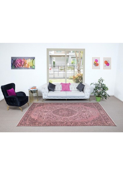 210 x 308 cm , El Düğümlü Pembe Halı, Dekoratif El Dokuması Yün ve Pamuktan Yapılmış Alan Halısı fiyatları