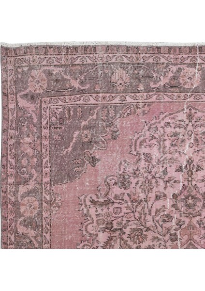 210 x 308 cm , El Düğümlü Pembe Halı, Dekoratif El Dokuması Yün ve Pamuktan Yapılmış Alan Halısı fırsatları