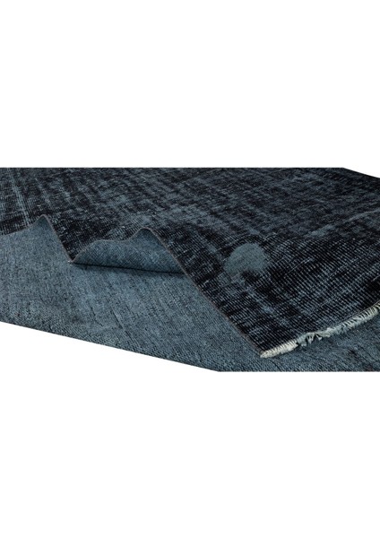 210 x 306 cm El Dokuması Yeniden Boyanmış Eski Türk Halısı, Modern Siyah El Yapımı Yünlü Halı modelleri