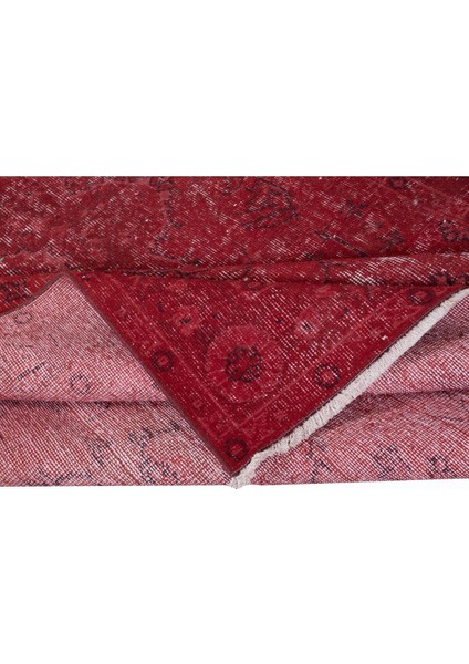 158 x 268 cm , Kırmızı El Dokuması Halı, Yenilenmiş Vintage Halı, Yeniden Boyanmış Eski Halı modelleri