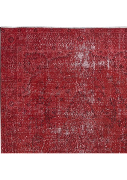 158 x 268 cm , Kırmızı El Dokuması Halı, Yenilenmiş Vintage Halı, Yeniden Boyanmış Eski Halı fırsatları