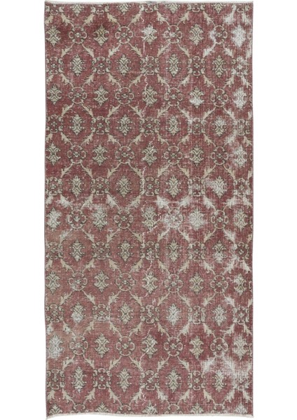 100 x 200 cm , Eski El Yapımı Türk Işi Halı, Modern El Dokuma Kırmızı Halı