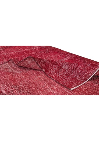 160 x 270 cm El Dokuması Yeniden Boyanmış Eski Türk Halısı, Modern Kırmızı El Yapımı Yünlü Halı modelleri