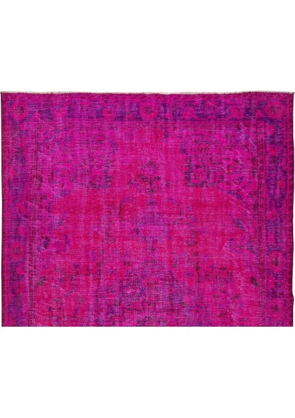 193 x 300 cm El Dokuması Yeniden Boyanmış Eski Türk Halısı, Modern Pembe El Yapımı Yünlü Halı fırsatları