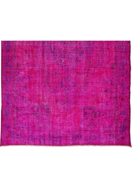193 x 300 cm El Dokuması Yeniden Boyanmış Eski Türk Halısı, Modern Pembe El Yapımı Yünlü Halı indirimleri
