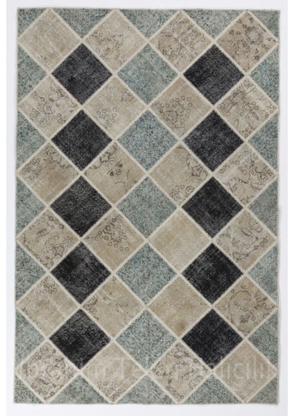 200 x 300 cm Açık Tonlarda El Dokuması Patchwork Halı, Çok Renkli Patchwork