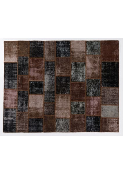 244 x 305 cm El Dokuması Patchwork Halı, Koyu Tonlarda Anadolu Halısı,, Çok Renkli Peçvörk indirimleri