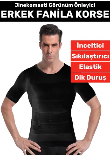 Özel Üretim Jinekomasti Dik Duruş Göbek Elastik Erkek Fanila Korse