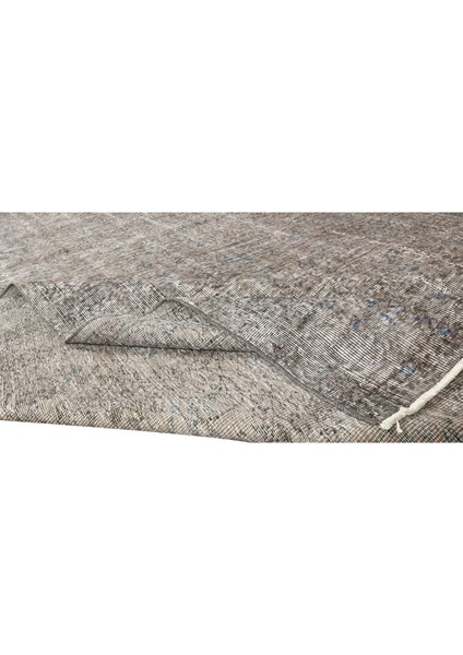 226 x 320 cm El Dokuması Yeniden Boyanmış Eski Türk Halısı, Modern Gri El Yapımı Yünlü Halı modelleri
