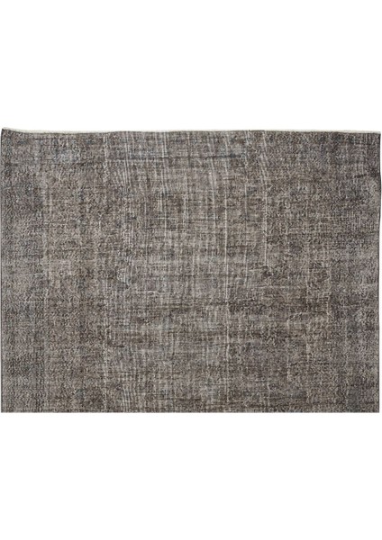 226 x 320 cm El Dokuması Yeniden Boyanmış Eski Türk Halısı, Modern Gri El Yapımı Yünlü Halı fırsatları