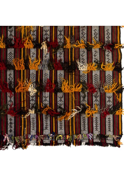 157 x 280 cm Çizgili El Dokuması Kilim, Düz Dokuma Kilim, Yün-Pamuk Ponponlu Yer Örtüsü fiyatları