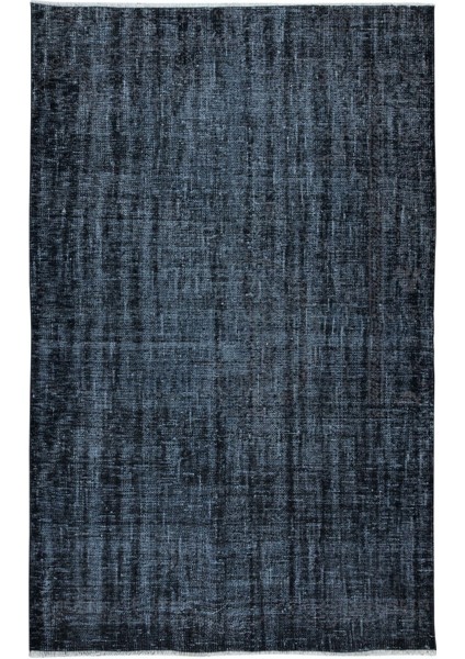 146 x 220 cm El Düğümlü Siyah Halı, Dekoratif El Dokuması Yün ve Pamuktan Yapılmış Alan Halısı