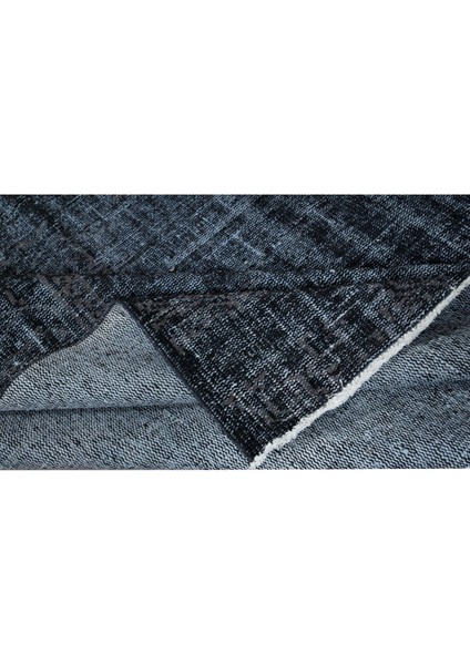 146 x 220 cm El Düğümlü Siyah Halı, Dekoratif El Dokuması Yün ve Pamuktan Yapılmış Alan Halısı