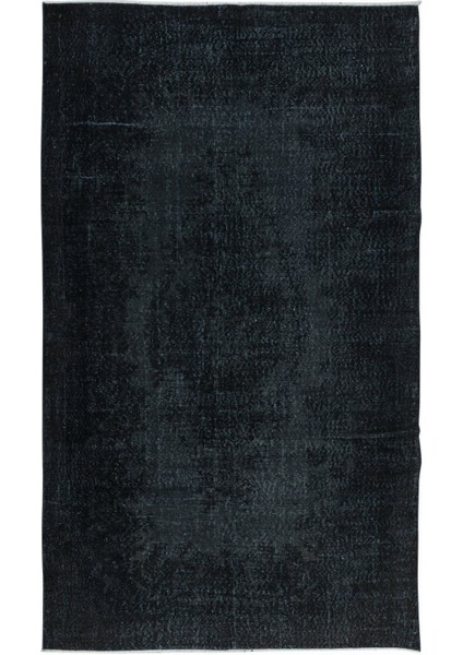 163 x 273 cm Kömür Grisi ve Siyah Tonlarda El Yapımı Halı, El Düğümlü Mutfak Halısı