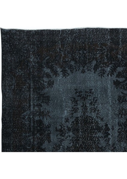 167 x 276 cm Yenilenmiş Siyah El Yapımı Halı, Madalyon Desenli Eski Halı fırsatları