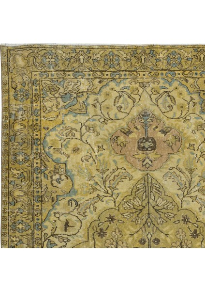 168 x 268 cm Geleneksel El Düğümlü Türk Halısı, Yenilenmiş Sarı Türk Halısı fırsatları