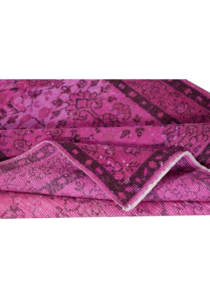 119 x 212 cm , Yeniden Boyanmış Pembe El Dokuma Halı, El Yapımı Eski Halı modelleri
